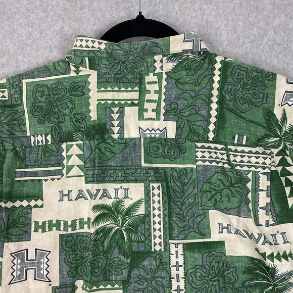 Reyn Spooner Hawaiian Shirt Mens XL University of Hawaii Short Sleeve Button Up - Picture 6 of 7
